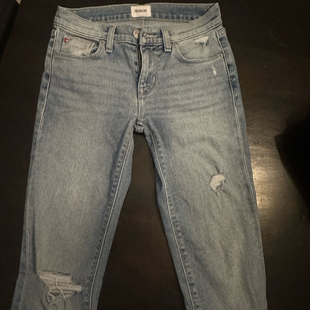 Hudson Jeans Blue Ankle Cropped Distressed
